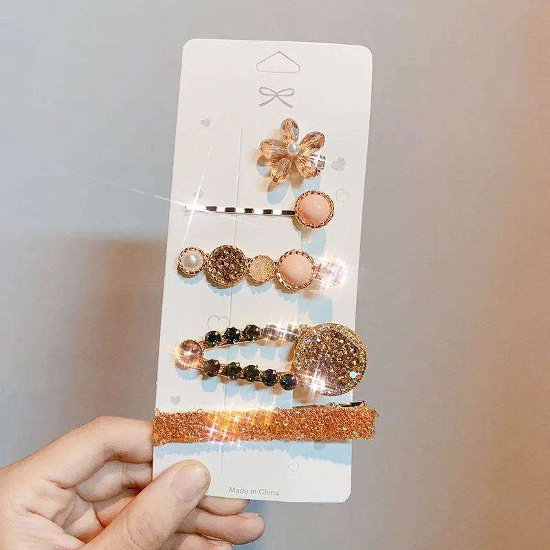 Champagne rhinestone flower hair pins for wedding guests